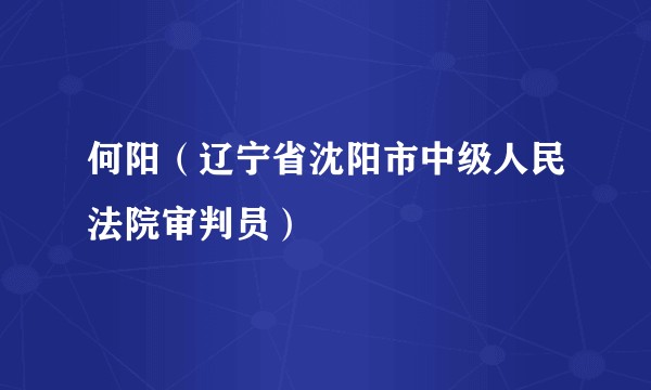 何阳(辽宁省沈阳市中级人民法院审判员)