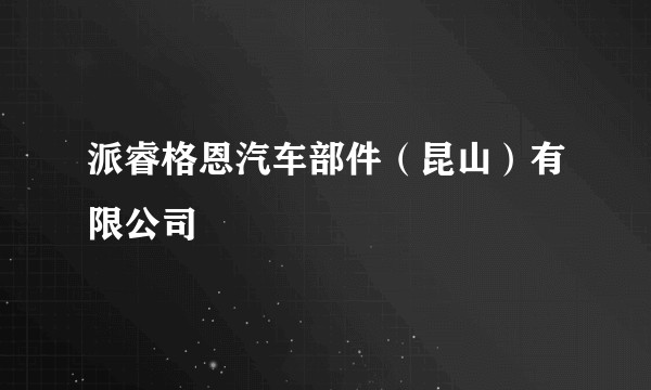 派睿格恩汽车部件(昆山)有限公司