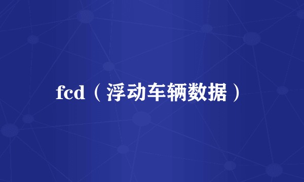 fcd（浮动车辆数据）