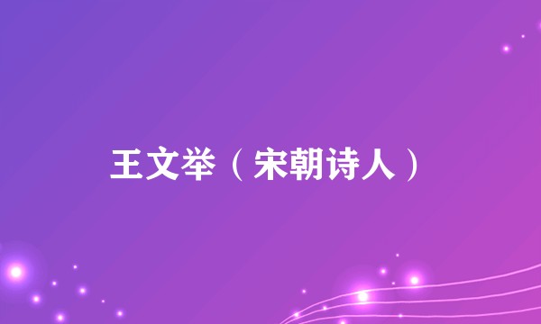 王文举（宋朝诗人）