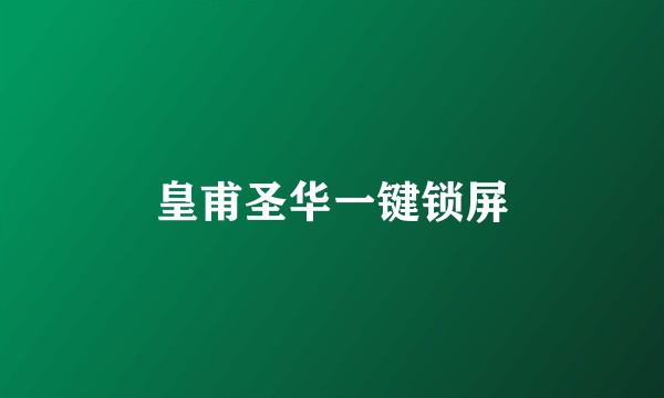 皇甫圣华一键锁屏