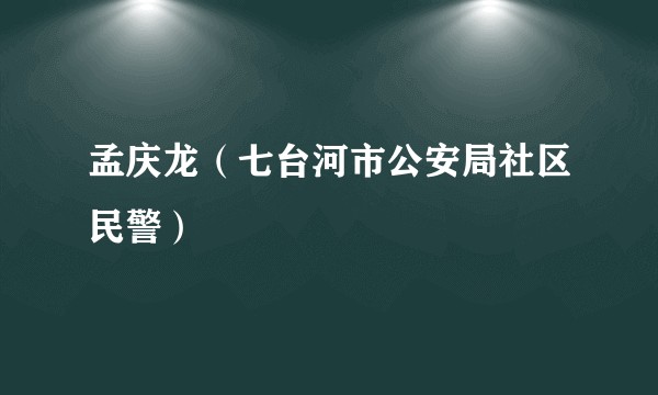 孟庆龙（七台河市公安局社区民警）
