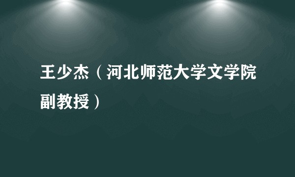 王少杰（河北师范大学文学院副教授）