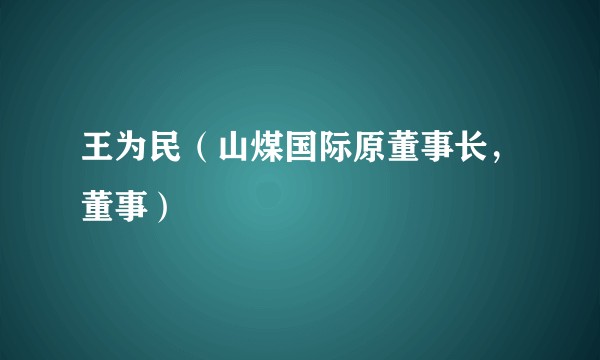 王为民（山煤国际原董事长，董事）