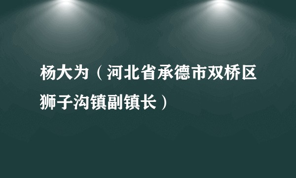 杨大为（河北省承德市双桥区狮子沟镇副镇长）