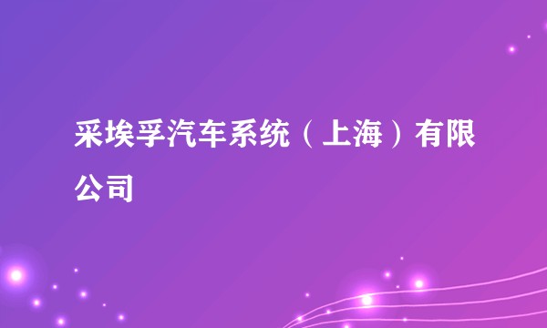 采埃孚汽车系统（上海）有限公司