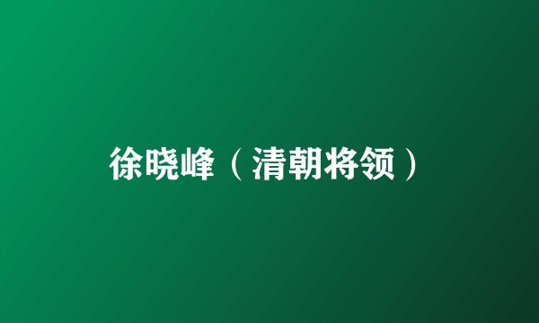 徐晓峰(清朝将领)
