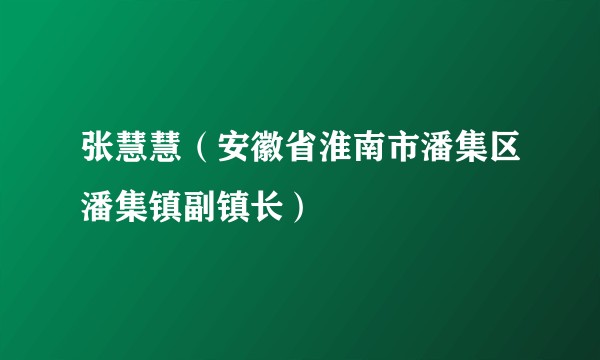 张慧慧（安徽省淮南市潘集区潘集镇副镇长）