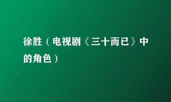 徐胜（电视剧《三十而已》中的角色）