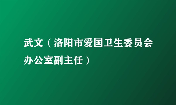 武文（洛阳市爱国卫生委员会办公室副主任）