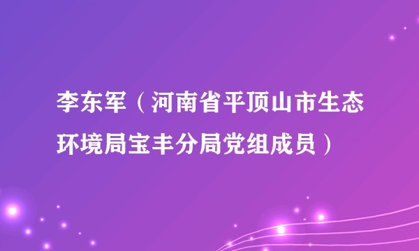 李东军（河南省平顶山市生态环境局宝丰分局党组成员）