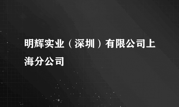 明辉实业（深圳）有限公司上海分公司