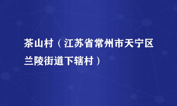 茶山村（江苏省常州市天宁区兰陵街道下辖村）