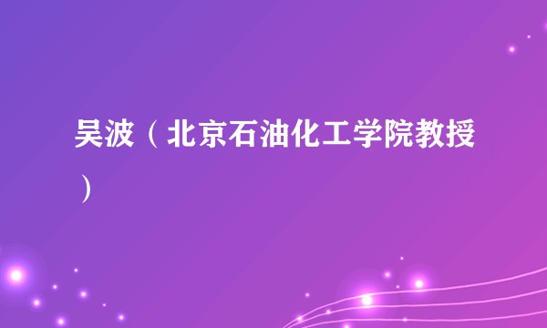 吴波（北京石油化工学院教授）