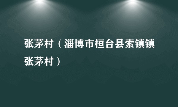 张茅村（淄博市桓台县索镇镇张茅村）