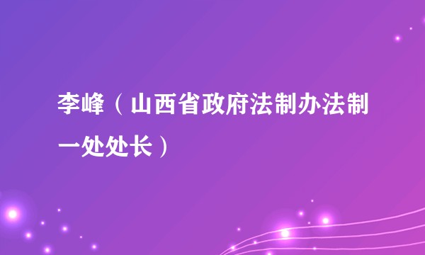 李峰（山西省政府法制办法制一处处长）