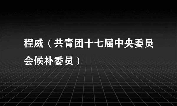 程威（共青团十七届中央委员会候补委员）