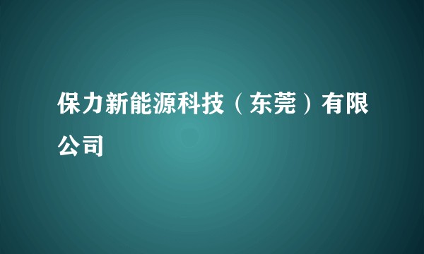 保力新能源科技（东莞）有限公司