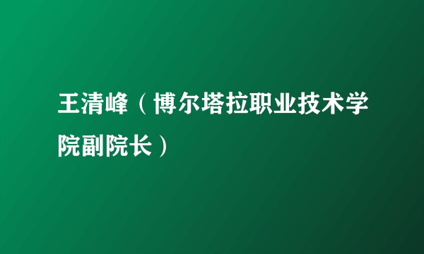 王清峰（博尔塔拉职业技术学院副院长）
