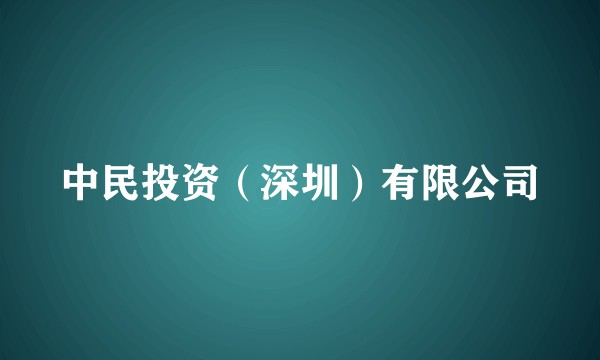 中民投资（深圳）有限公司