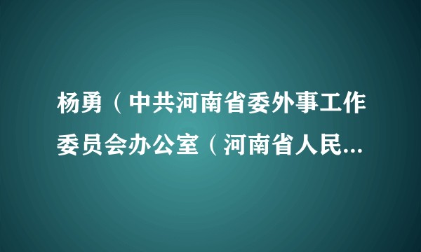 杨勇（中共河南省委外事工作委员会办公室（河南省人民政府外事办公室）副主任）