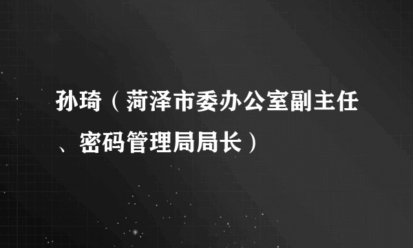 孙琦(菏泽市委办公室副主任、密码管理局局长)