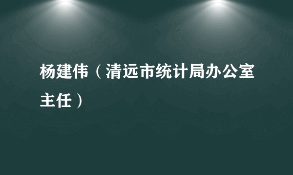 杨建伟（清远市统计局办公室主任）