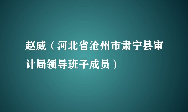 赵威（河北省沧州市肃宁县审计局领导班子成员）