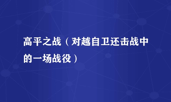 高平之战（对越自卫还击战中的一场战役）