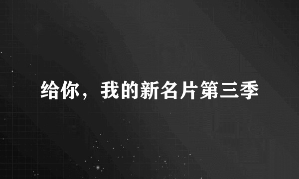 给你，我的新名片第三季