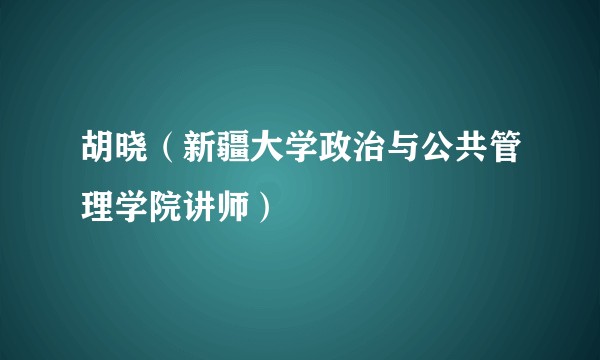 胡晓（新疆大学政治与公共管理学院讲师）