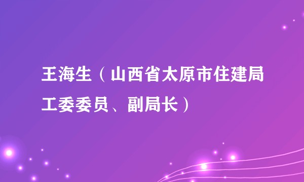 王海生（山西省太原市住建局工委委员、副局长）