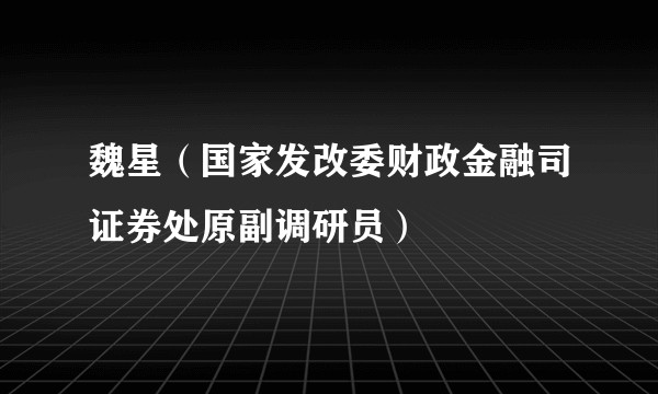 魏星（国家发改委财政金融司证券处原副调研员）