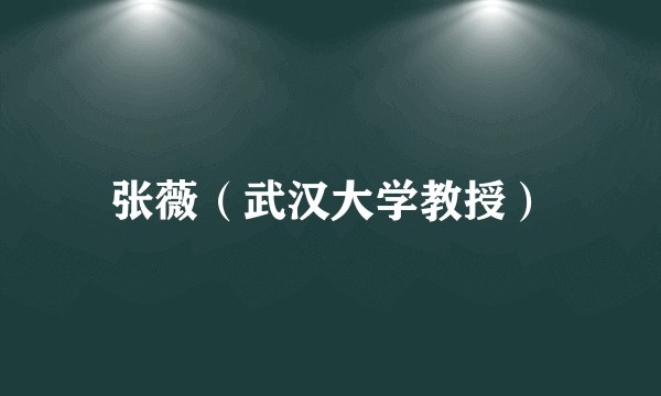 张薇（武汉大学教授）