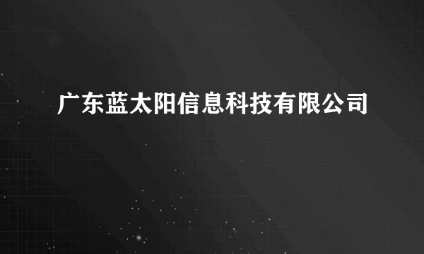广东蓝太阳信息科技有限公司