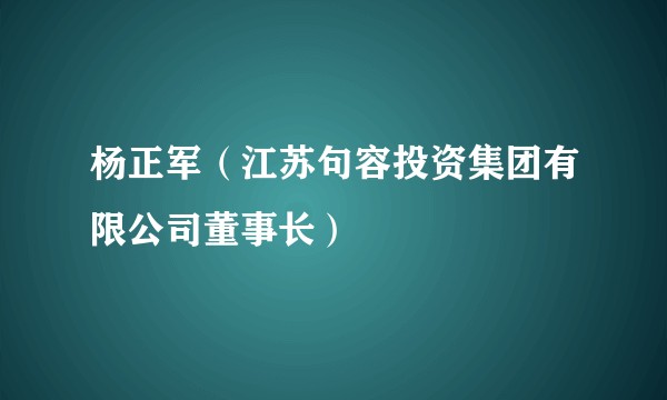 杨正军（江苏句容投资集团有限公司董事长）