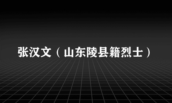 张汉文（山东陵县籍烈士）