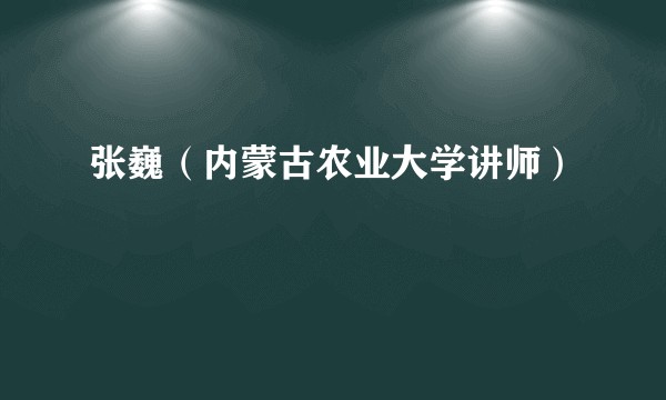 张巍（内蒙古农业大学讲师）