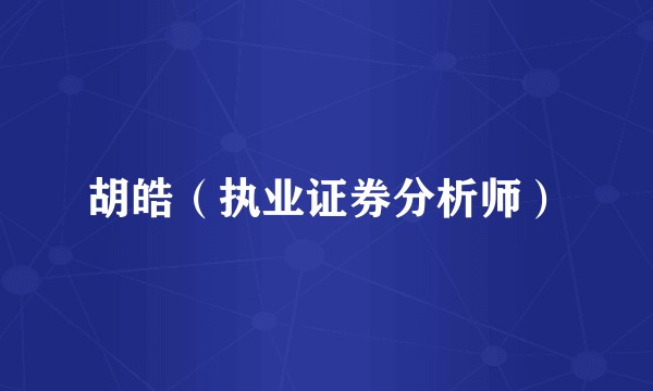 胡皓（执业证券分析师）