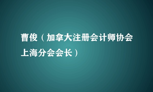曹俊（加拿大注册会计师协会上海分会会长）