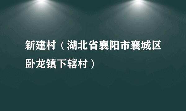 新建村（湖北省襄阳市襄城区卧龙镇下辖村）