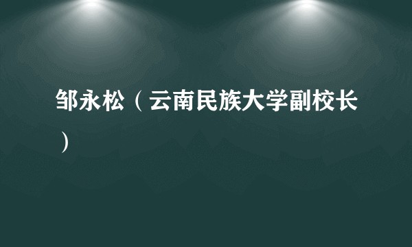 邹永松（云南民族大学副校长）