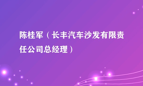 陈桂军（长丰汽车沙发有限责任公司总经理）