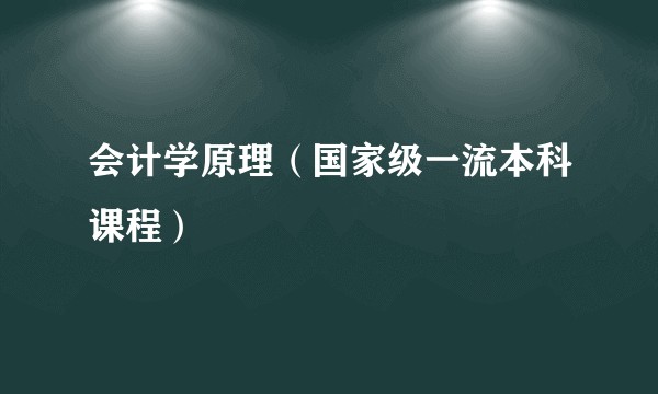 会计学原理（国家级一流本科课程）
