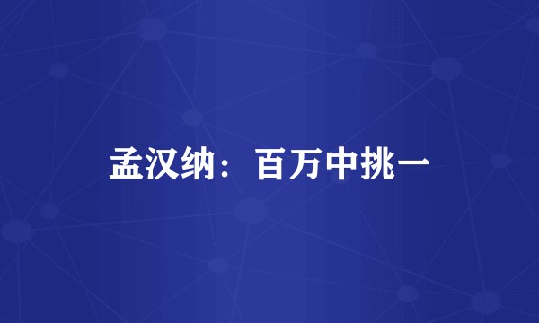 孟汉纳：百万中挑一