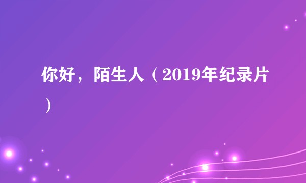 你好,陌生人(2019年纪录片)