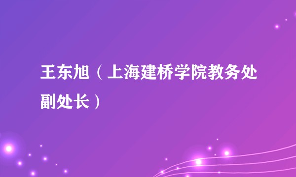 王东旭（上海建桥学院教务处副处长）