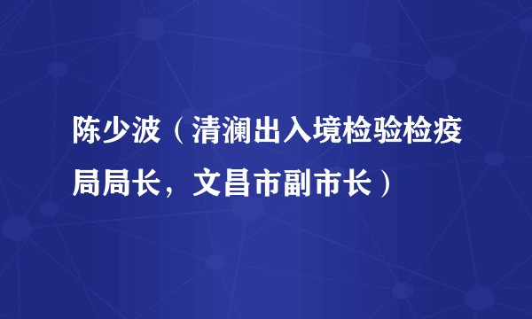 陈少波（清澜出入境检验检疫局局长，文昌市副市长）