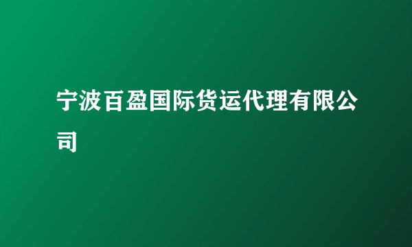 宁波百盈国际货运代理有限公司