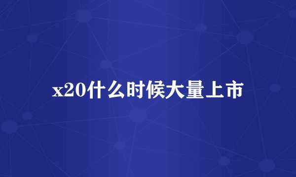 x20什么时候大量上市